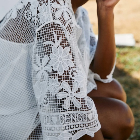 Farm Rio white Tropical Wind Guipure Lace Dress new with tags L - Picture 4 of 6